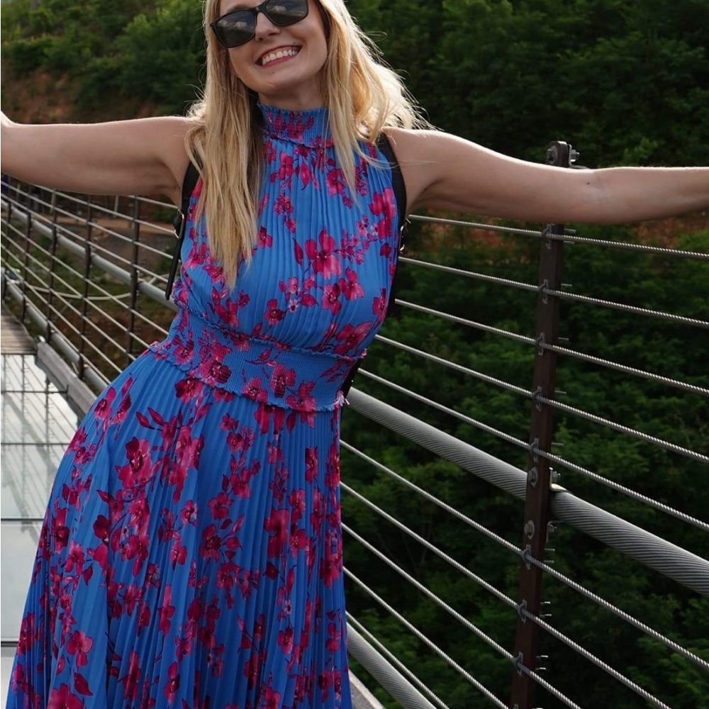 Floral Blue and Pink Women's Dress